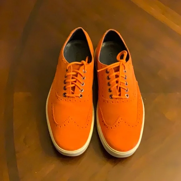 Cole Haan Orange Suede Oxfords - Picture 2 of 10